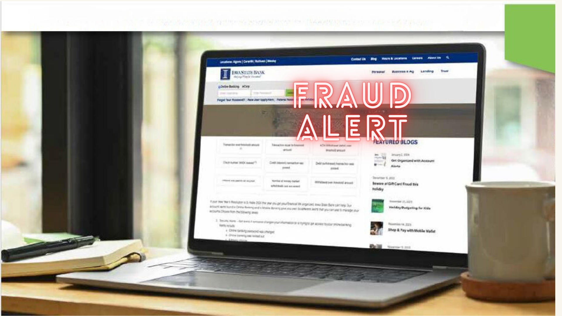 Fraud Alert with photo of computer